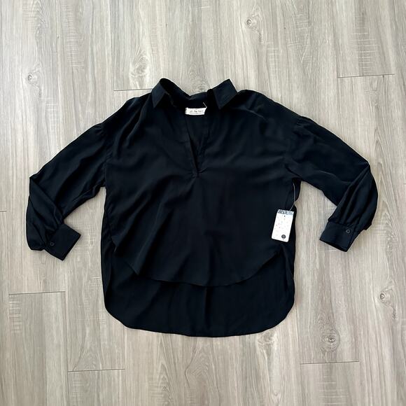 NWT Free People Love Until Tomorrow Long Sleeve Blouse Washed Black Size Medium - Picture 2 of 5
